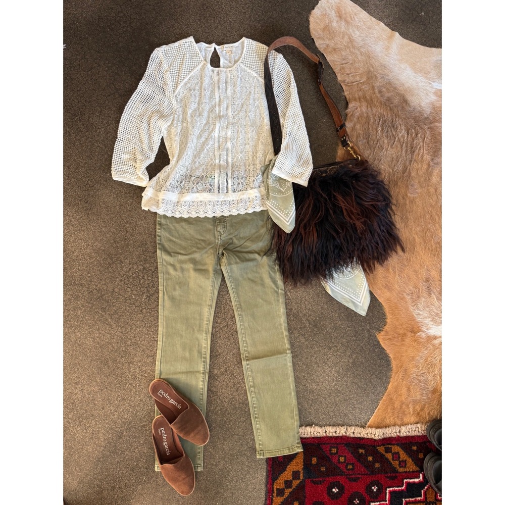Sandrine Rose X Free People Olive green denim Size 25